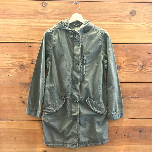 2 / M - Hartford Army Green Hooded Anorak Utility Womens Coat Jacket 4427SC