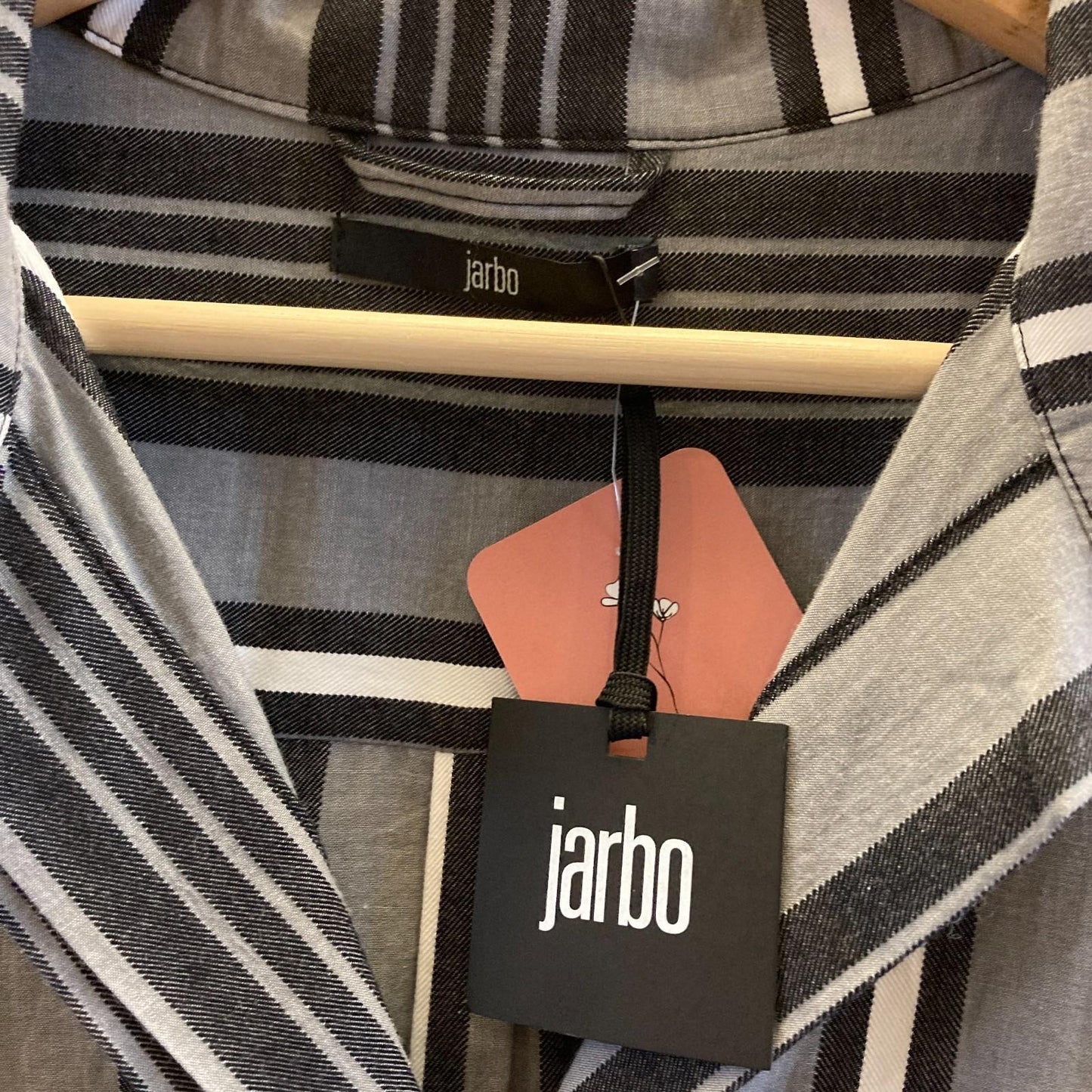 2 / M - Jarbo Black Gray White Striped NEW Belted 1/2 Sleeve Shirt Dress 4427SC