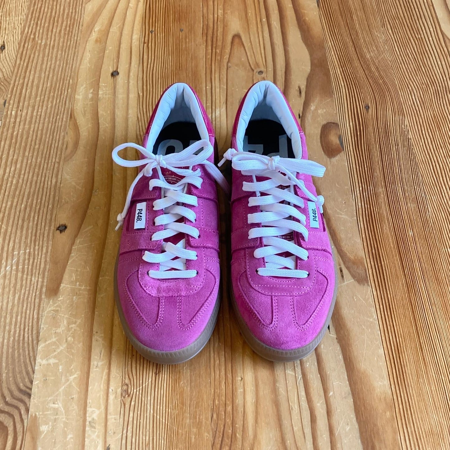 39 / 8.5 - P448 Punch Pink Suede Low Lace Up Monza Sneakers Shoes 4427SC