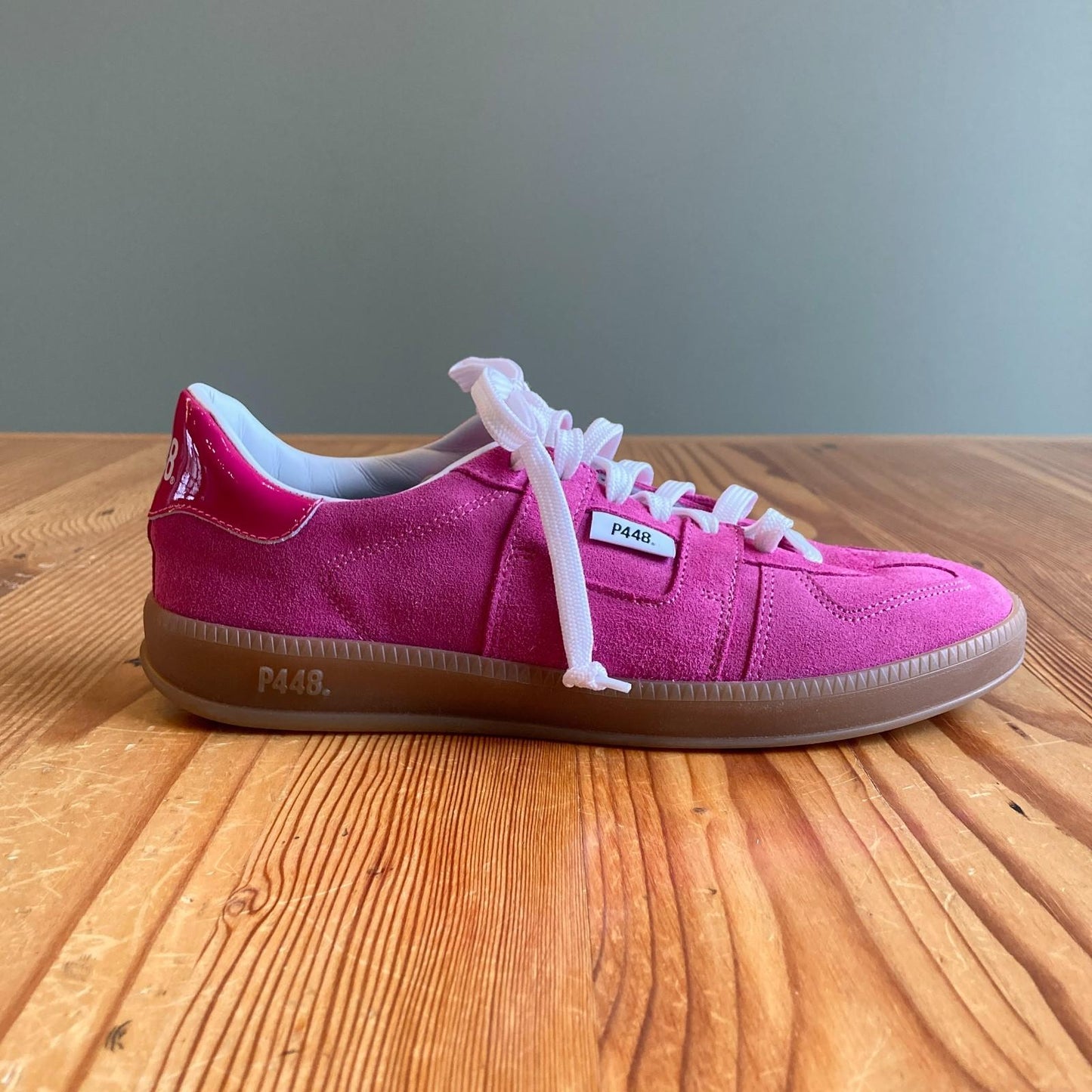 39 / 8.5 - P448 Punch Pink Suede Low Lace Up Monza Sneakers Shoes 4427SC