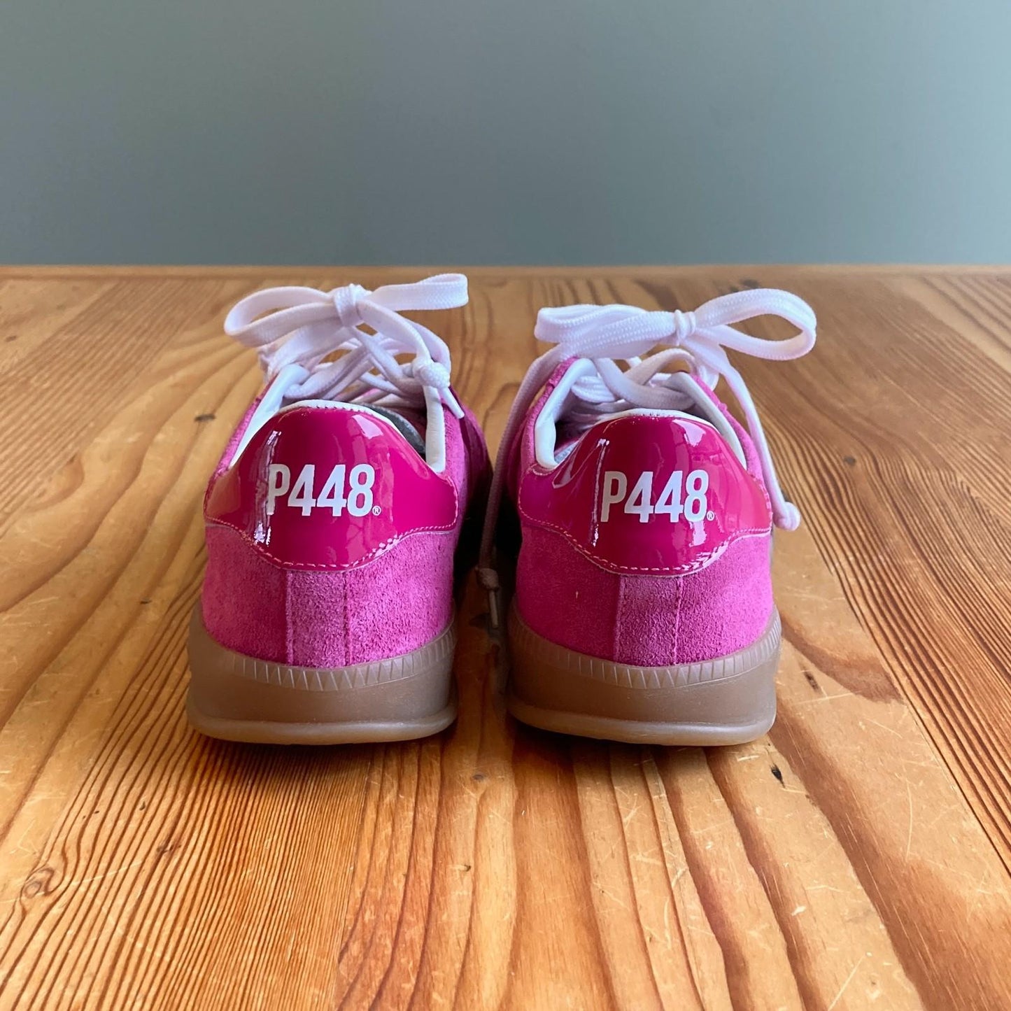 39 / 8.5 - P448 Punch Pink Suede Low Lace Up Monza Sneakers Shoes 4427SC