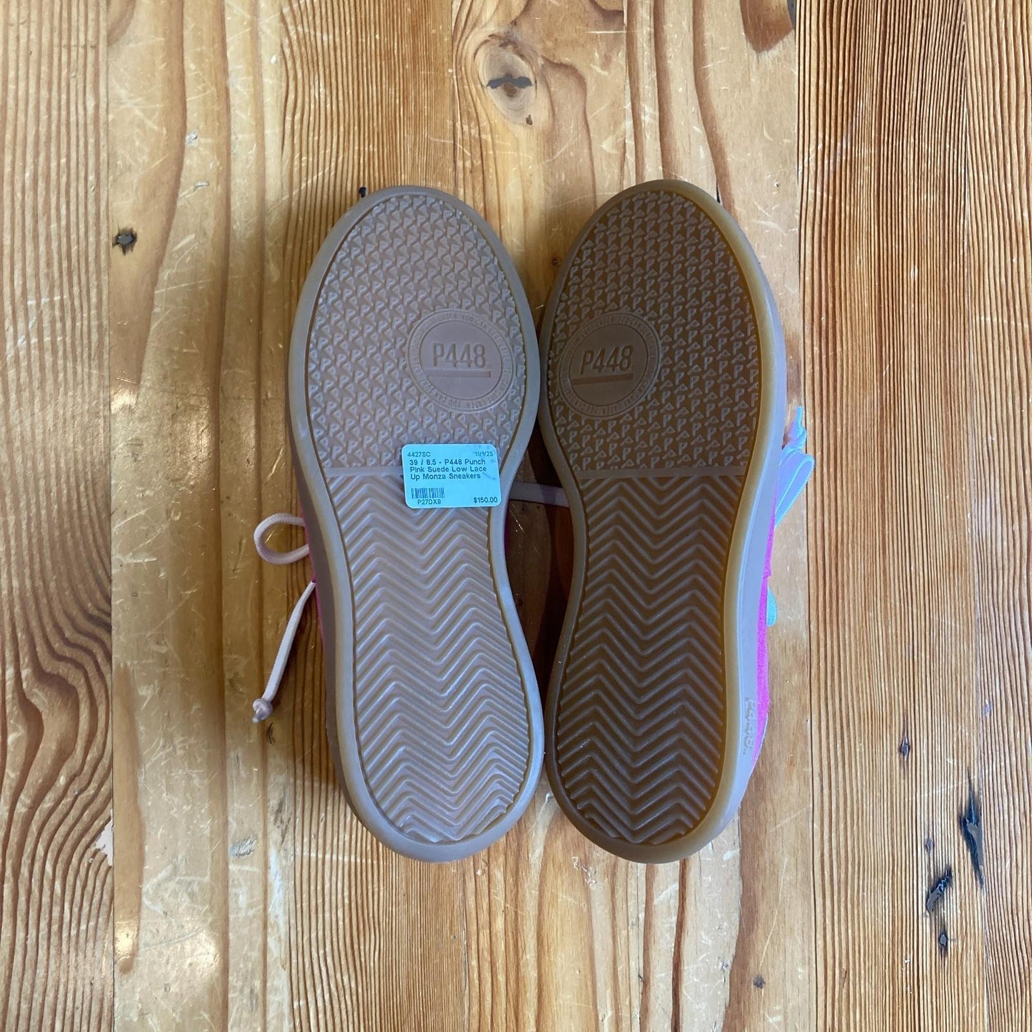 39 / 8.5 - P448 Punch Pink Suede Low Lace Up Monza Sneakers Shoes 4427SC