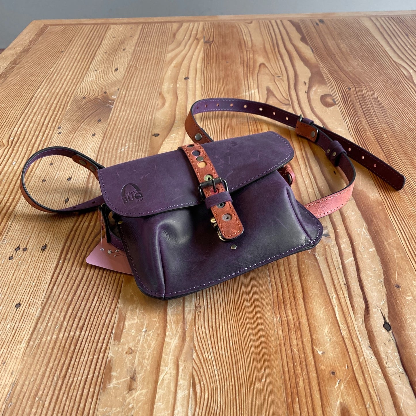 LADYBUQ Dark Purple Leather Crossbody Backpack Convertible Rucksack Bag 0606RO