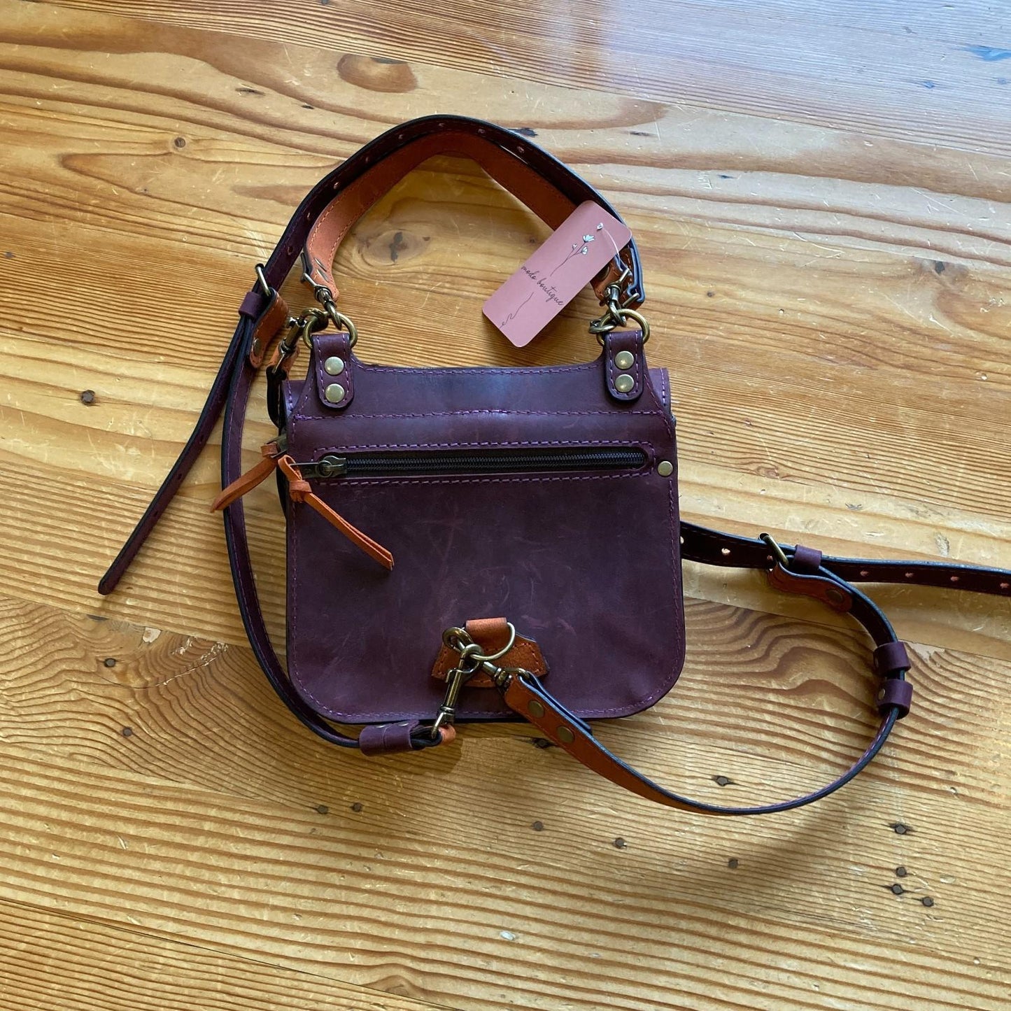 LADYBUQ Dark Purple Leather Crossbody Backpack Convertible Rucksack Bag 0606RO