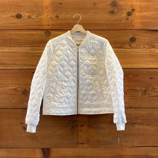 38 / 8 - Ilse Jacobsen White Quilted Padded Short Knit Collar Jacket 1117DB