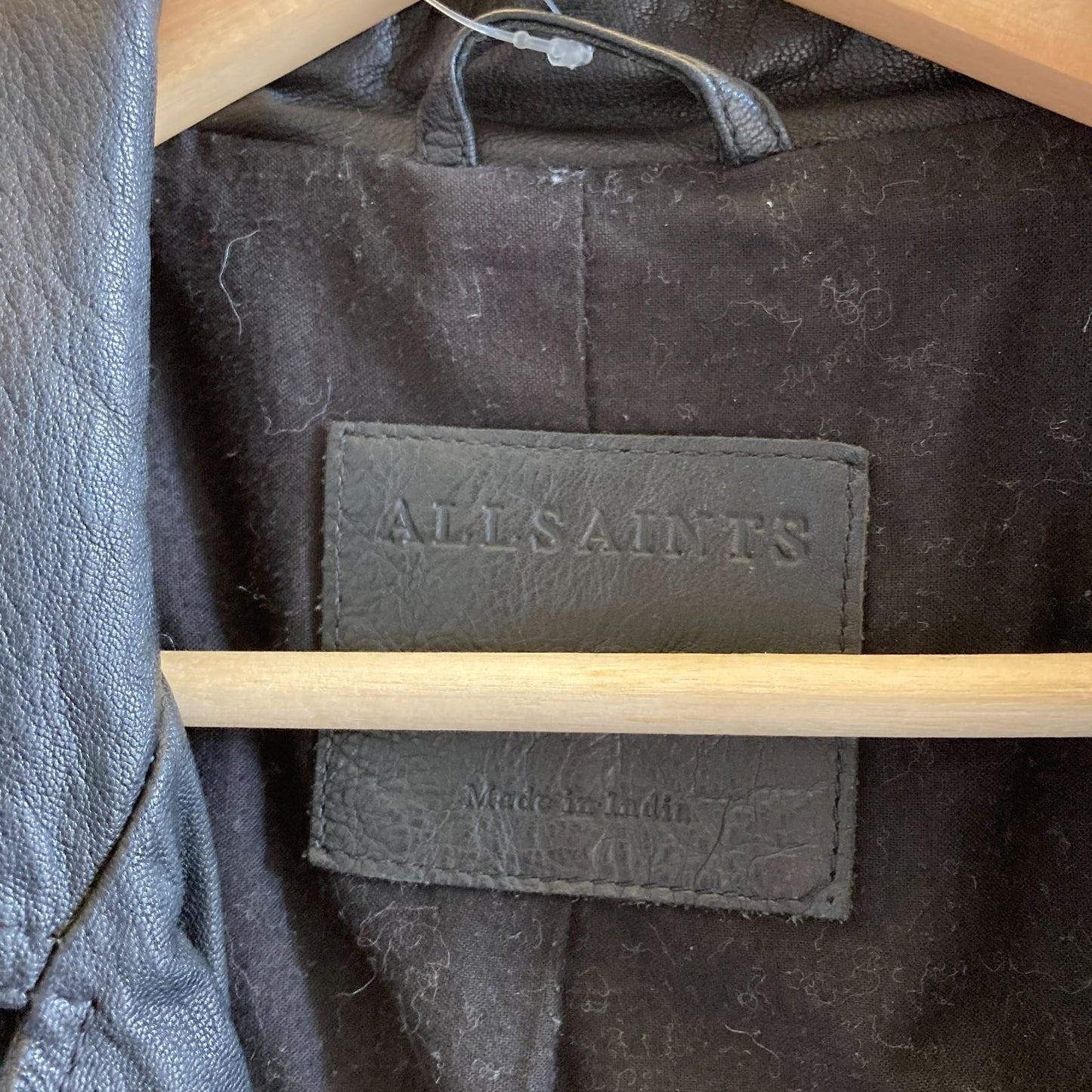 S Mens - AllSaints Black Kushiro Leather Slim Fit Biker Jacket 1120SM