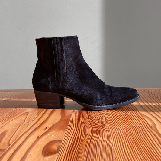 40 / 9.5-10 - Alberto Fasciani Black Suede Handmade in Italy Ankle Boots 1125KG