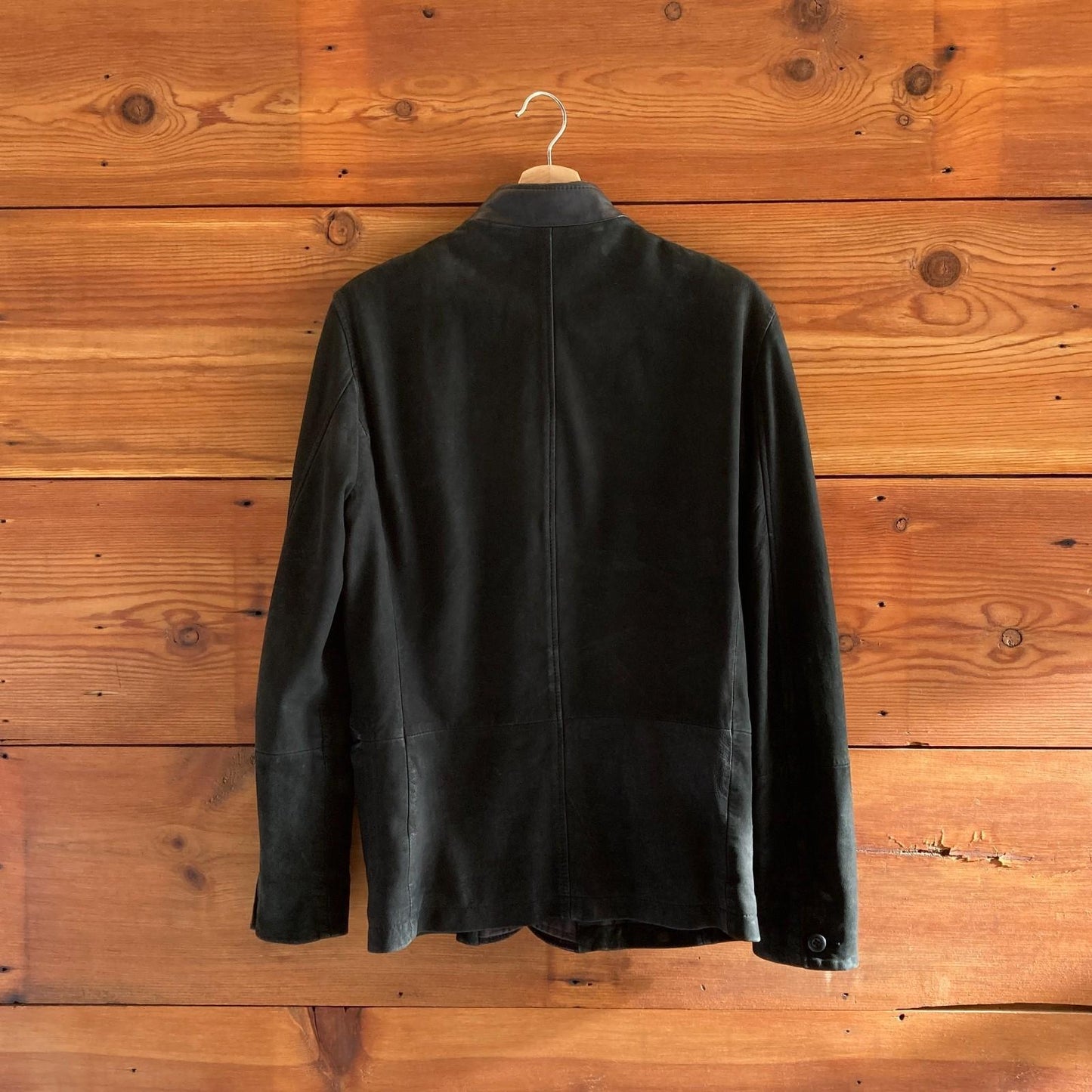 XS Mens - AllSaints Black Headen Leather Double-Layered Blazer Jacket 1120SM