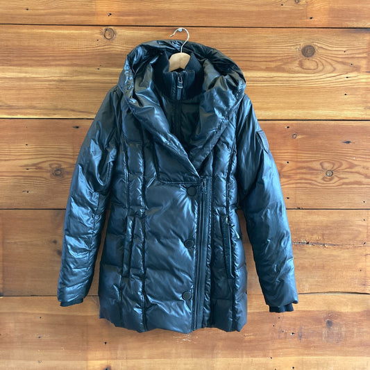 S - Atelier Noir Black Hooded Down Puffer Coat Womens Jacket 1120JM