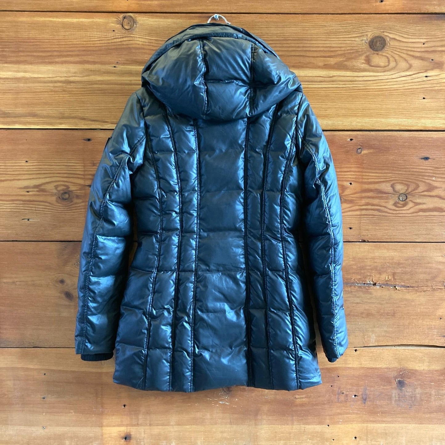 S - Atelier Noir Black Hooded Down Puffer Coat Womens Jacket 1120JM