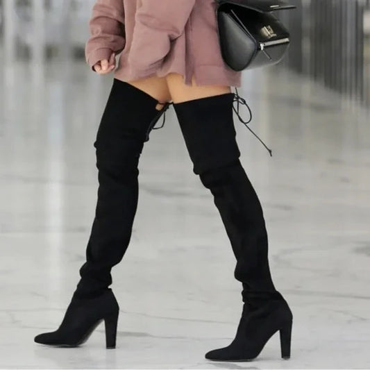 6.5- Stuart Weitzman Black Over the Knee Highland Boots Worn Once w/ Box 1122KP