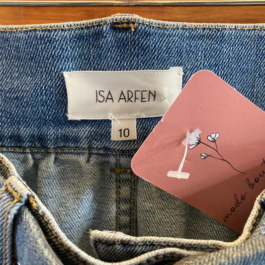 10 - Isa Arfen Denim Wide Belted Button Up Midi Length Jean Skirt 0804MS