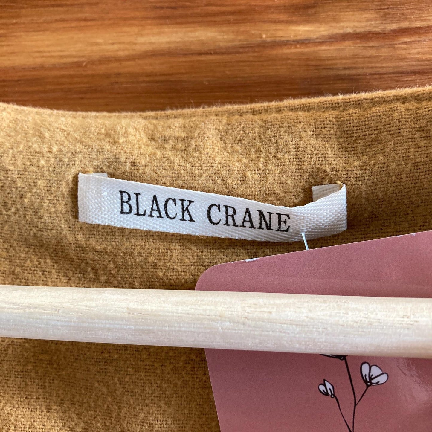 XS - Black Crane $199 Gold Cotton Flannel Midi Maxi Easy Dress 0804MS