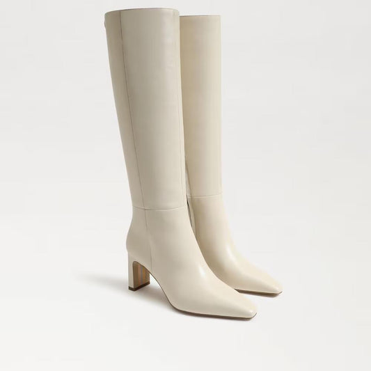 6.5 - Sam Edelman $200 Ivory Leather Sylvia Knee High Boots NEW w/ Box 1122KP