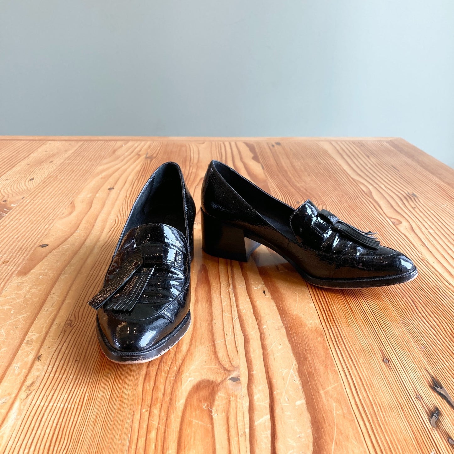 6.5 - Rebecca Minkoff Black Patent Leather Tassel Toe Edie Loafers Shoes 1119CB