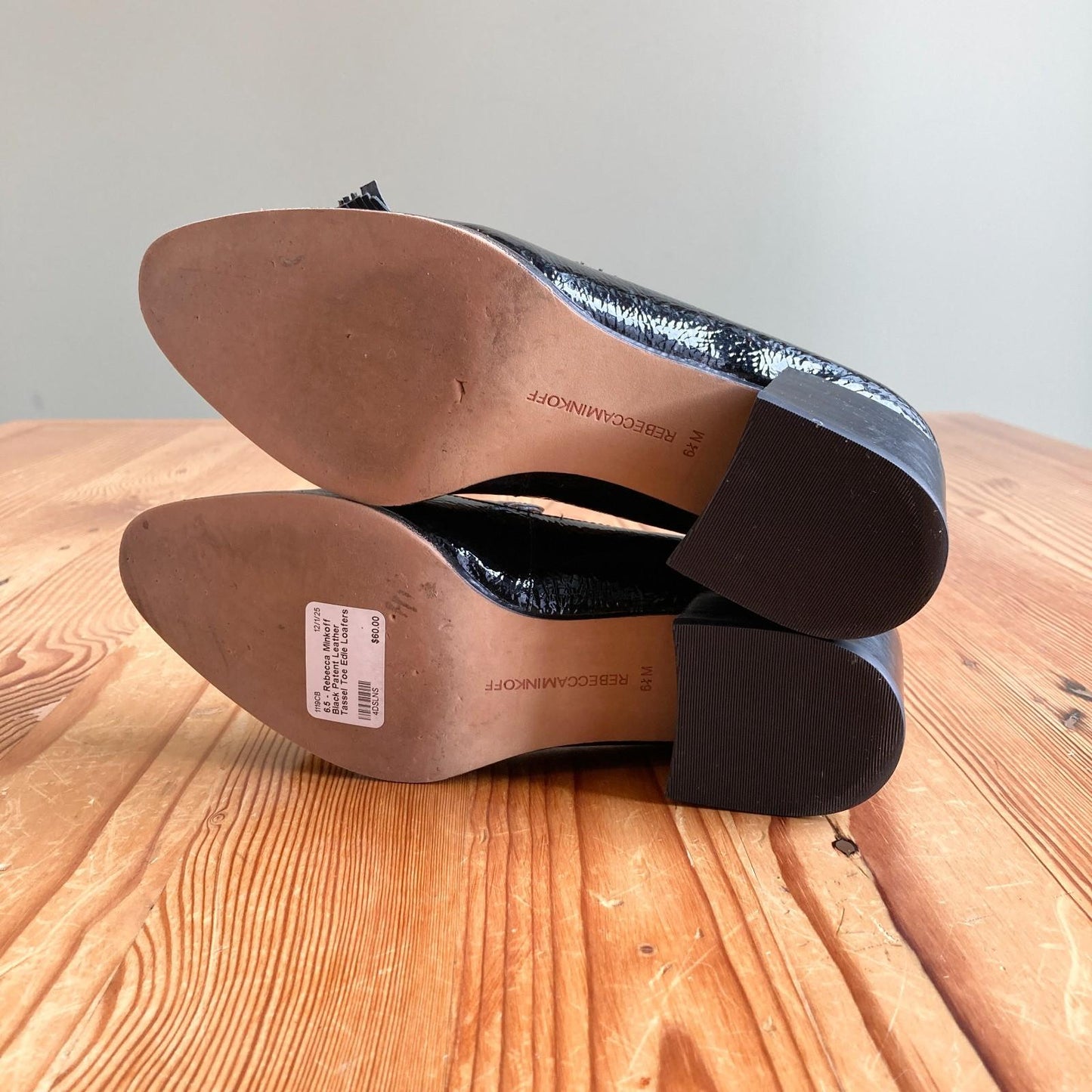 6.5 - Rebecca Minkoff Black Patent Leather Tassel Toe Edie Loafers Shoes 1119CB