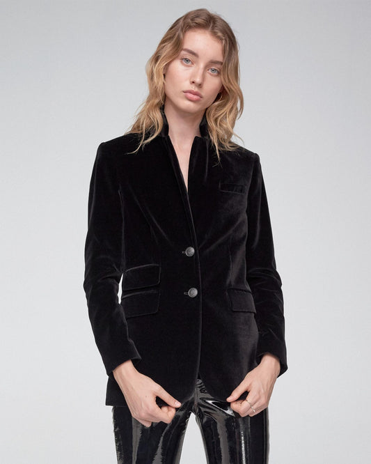 6 - Rag & Bone $595 Black Velvet Rona Button Up Blazer Jacket 0531AF