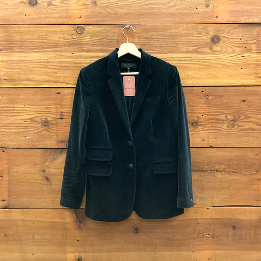 6 - Rag & Bone $595 Black Velvet Rona Button Up Blazer Jacket 0531AF