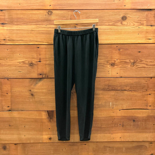 PP / XS - Eileen Fisher Black Pull-On Elastic Waist 100% Silk Pants 1128SD