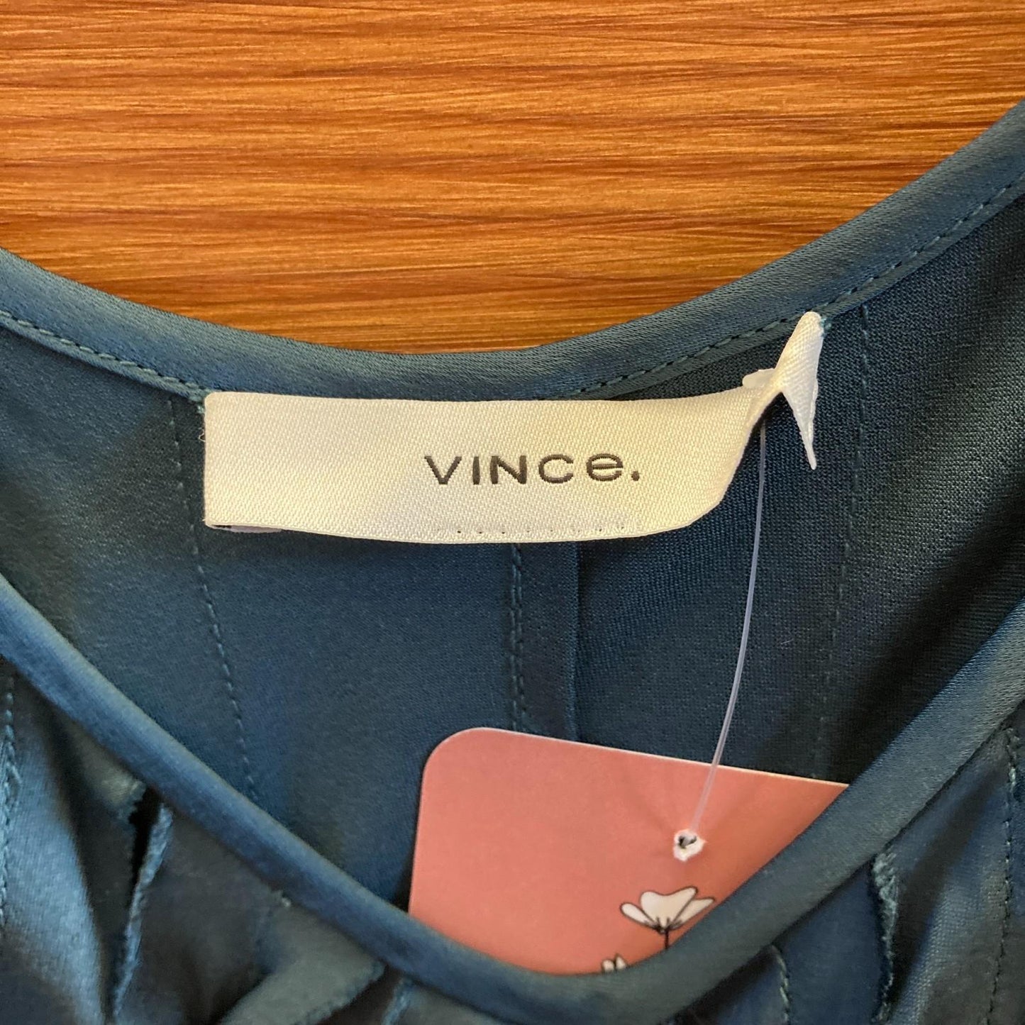 L - Vince Marine Stone Teal Crushed Satin Bias Tank Dress 0523HS