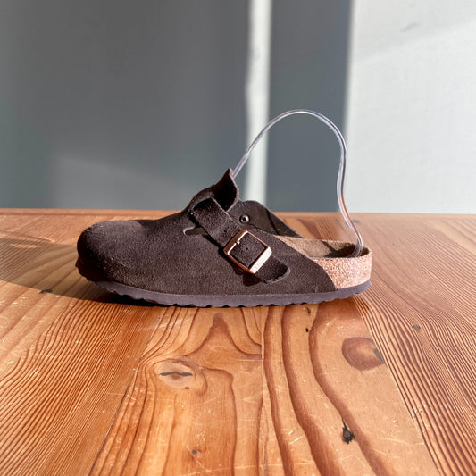 37 - Birkenstock Dark Brown Boston Clog Suede Leather Soft Footbed Shoes 0312IG