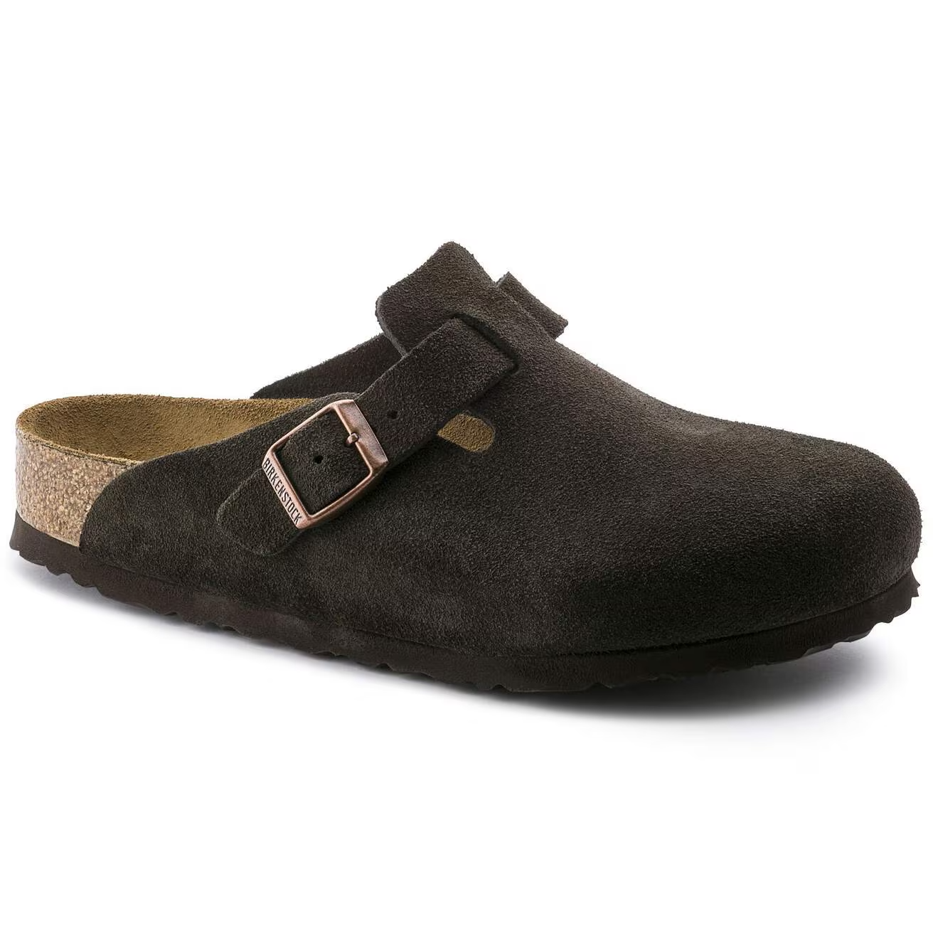 37 - Birkenstock Dark Brown Boston Clog Suede Leather Soft Footbed Shoes 0312IG