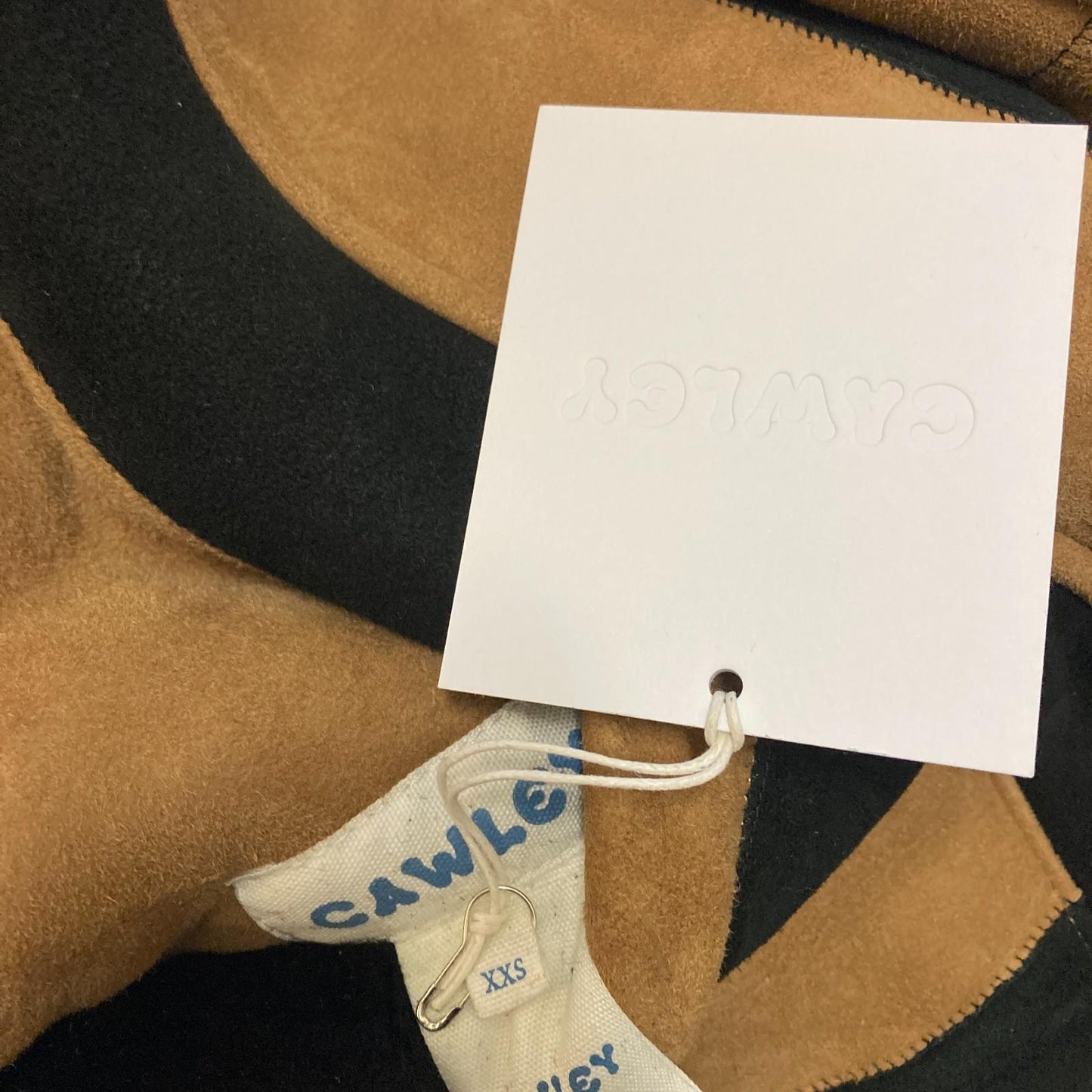 XXS - Cawley Black & Tan Striped Shearling Reversible Avis Jacket 0312IG