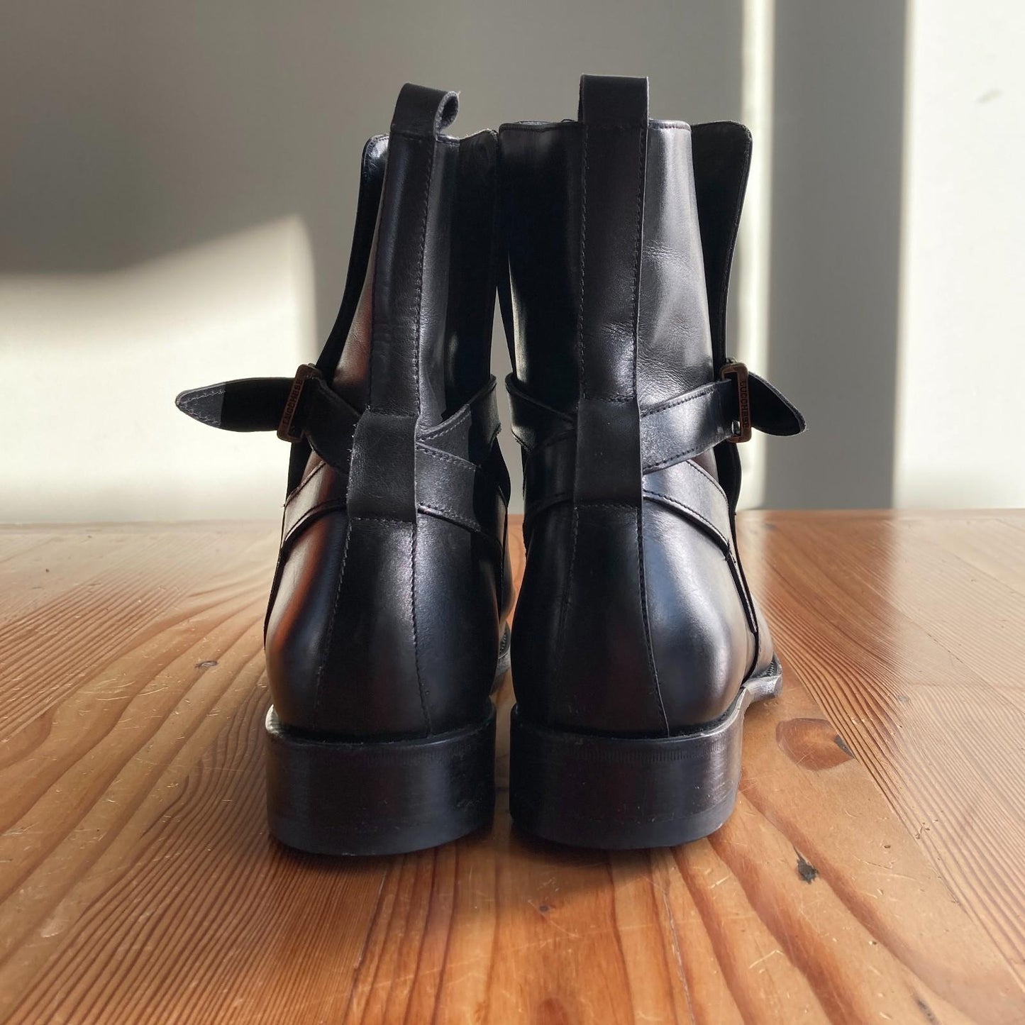 10 - Lucchese Smooth Black Leather Handmade Jodphur Womens Ankle Boots 1029ML