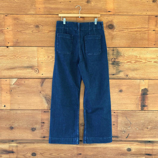 31T / 31 Tall - Maeve Anthropologie Dark Wash Colette Crop Wide Leg Jeans 1029ML