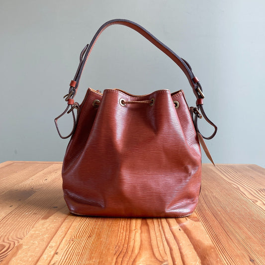 Louis Vuitton Kenyan Fawn Cipango Petite Epi Noe Drawstring Bucket Bag 1203TR