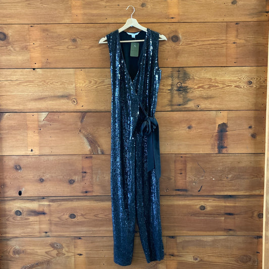 8 - Diane von Furstenberg DVF Black Eryn Sleeveless Sequin Jumpsuit 0517NL