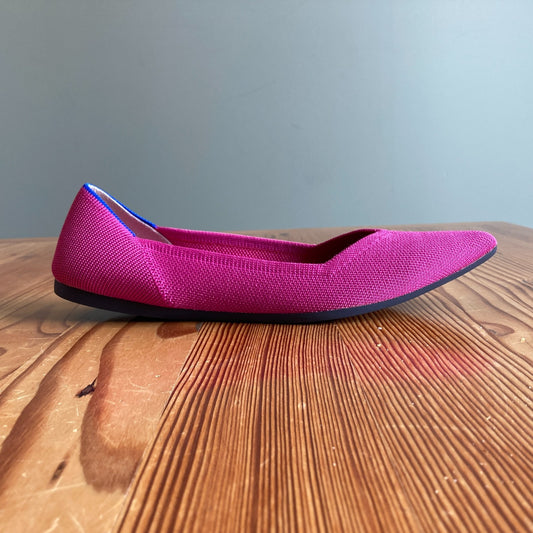 9 - Rothy's Dark Pink Pointed Toe Flats Slip On Knit Comfort Shoes 1209JS