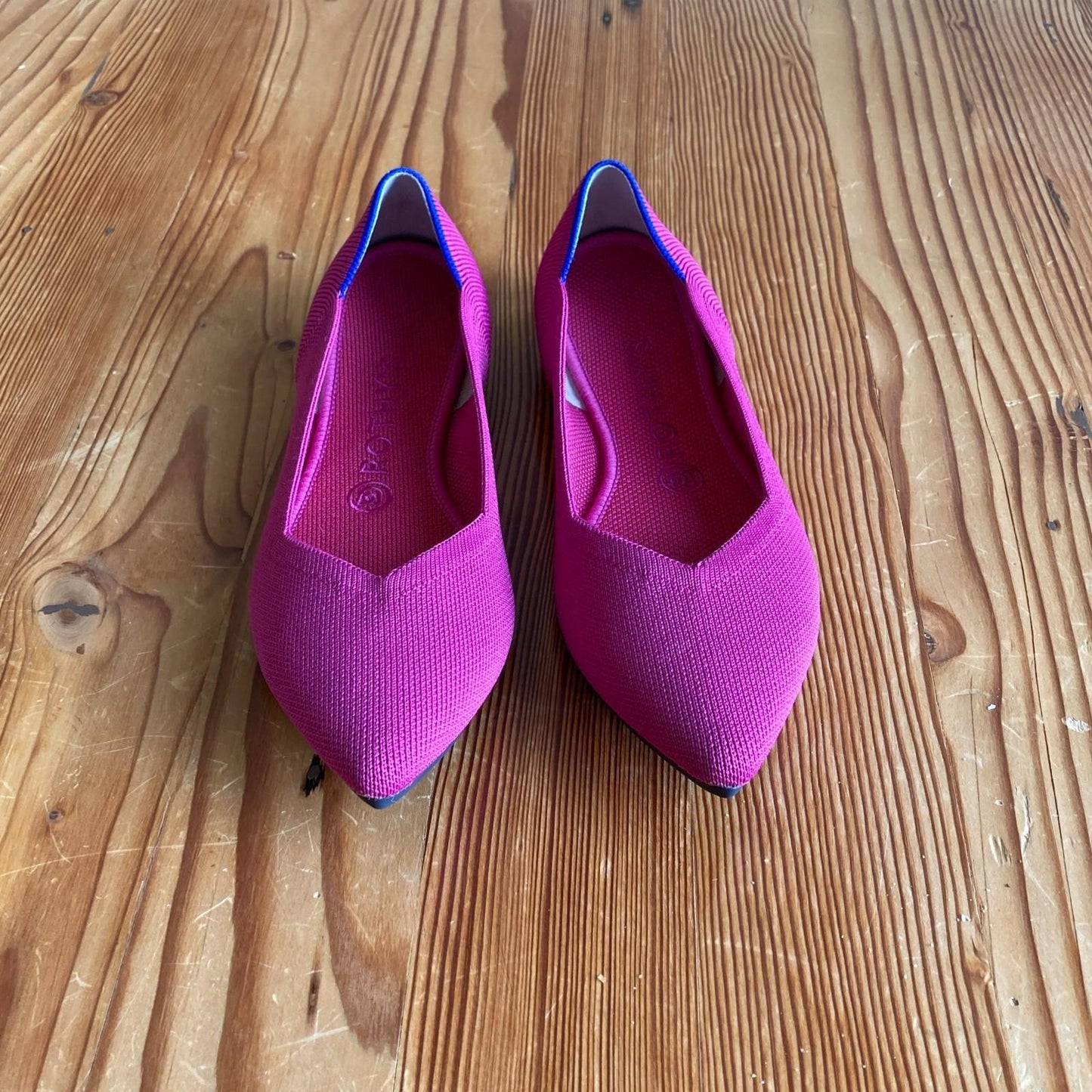 9 - Rothy's Dark Pink Pointed Toe Flats Slip On Knit Comfort Shoes 1209JS
