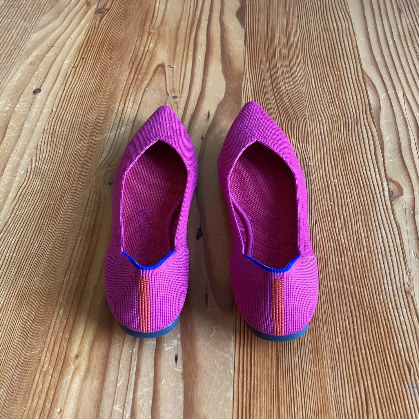 9 - Rothy's Dark Pink Pointed Toe Flats Slip On Knit Comfort Shoes 1209JS