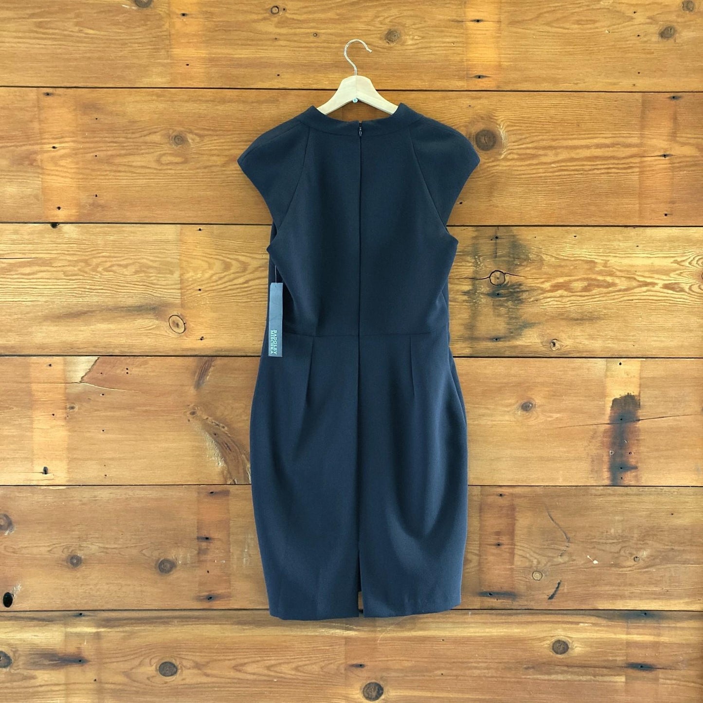 12 - Badgley Mischka $395 Navy Blue Cap Sleeve Tailored Dress NEW 1209SH