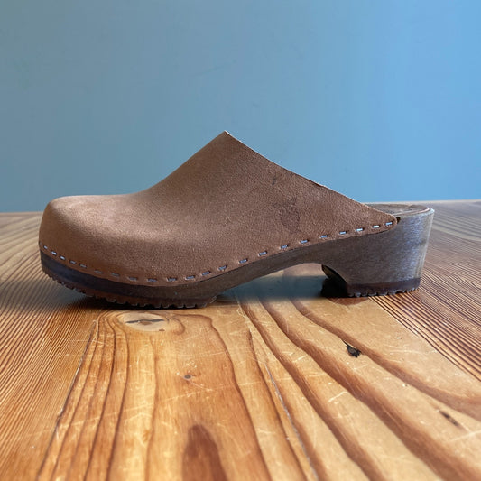 37 - Sandgrens Brown Leather Austin Minimalist Open Heel Clogs Shoes 0312IG