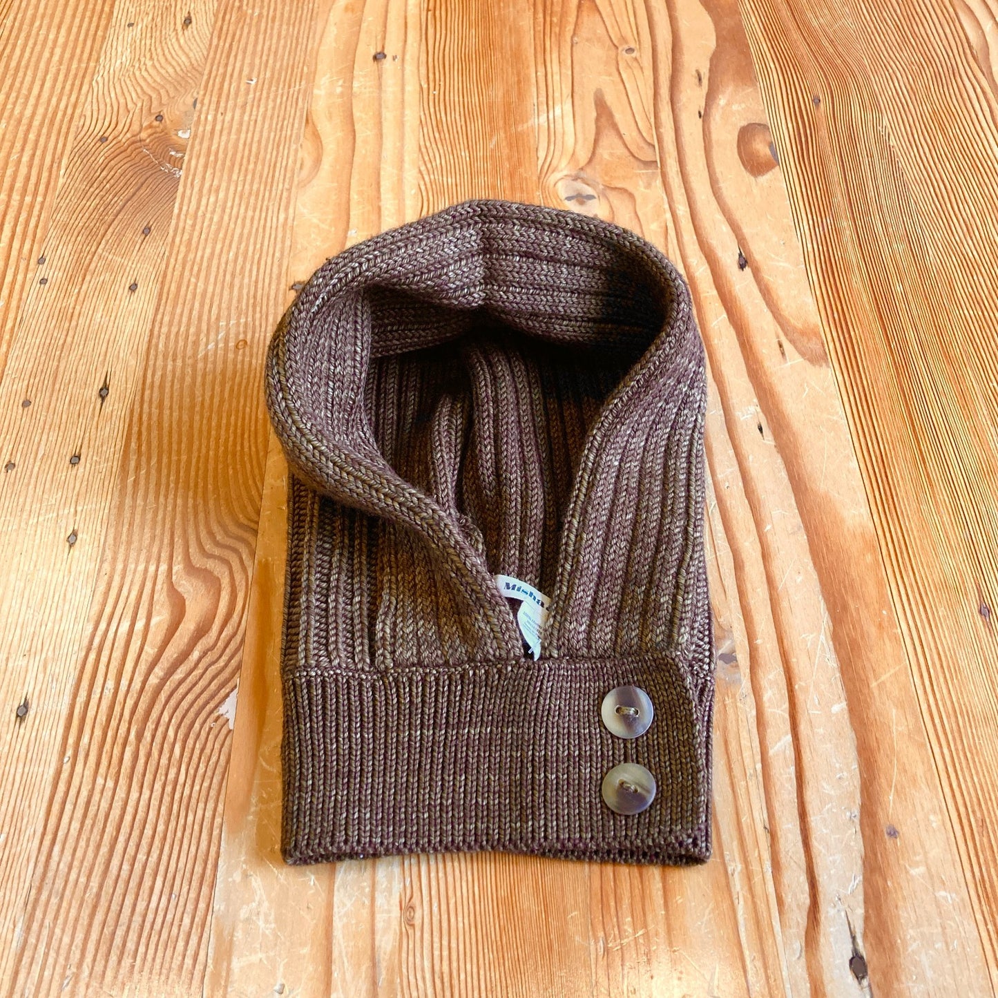 O/S - Misha & Puff Brown 100% Merino Wool Fisherman Hood 0312IG