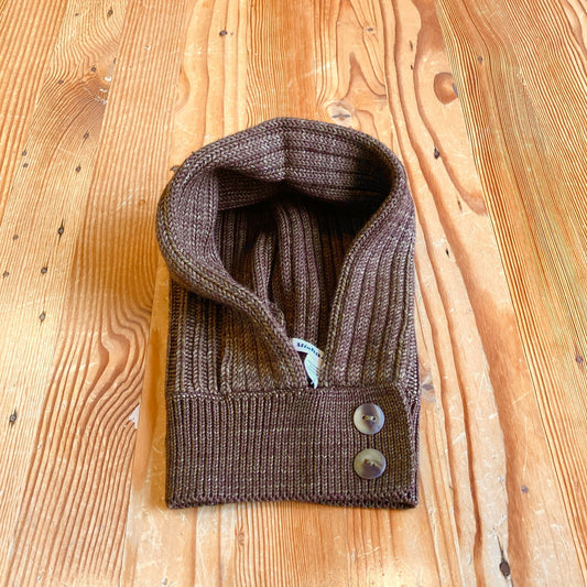 O/S - Misha & Puff Brown 100% Merino Wool Fisherman Hood 0312IG