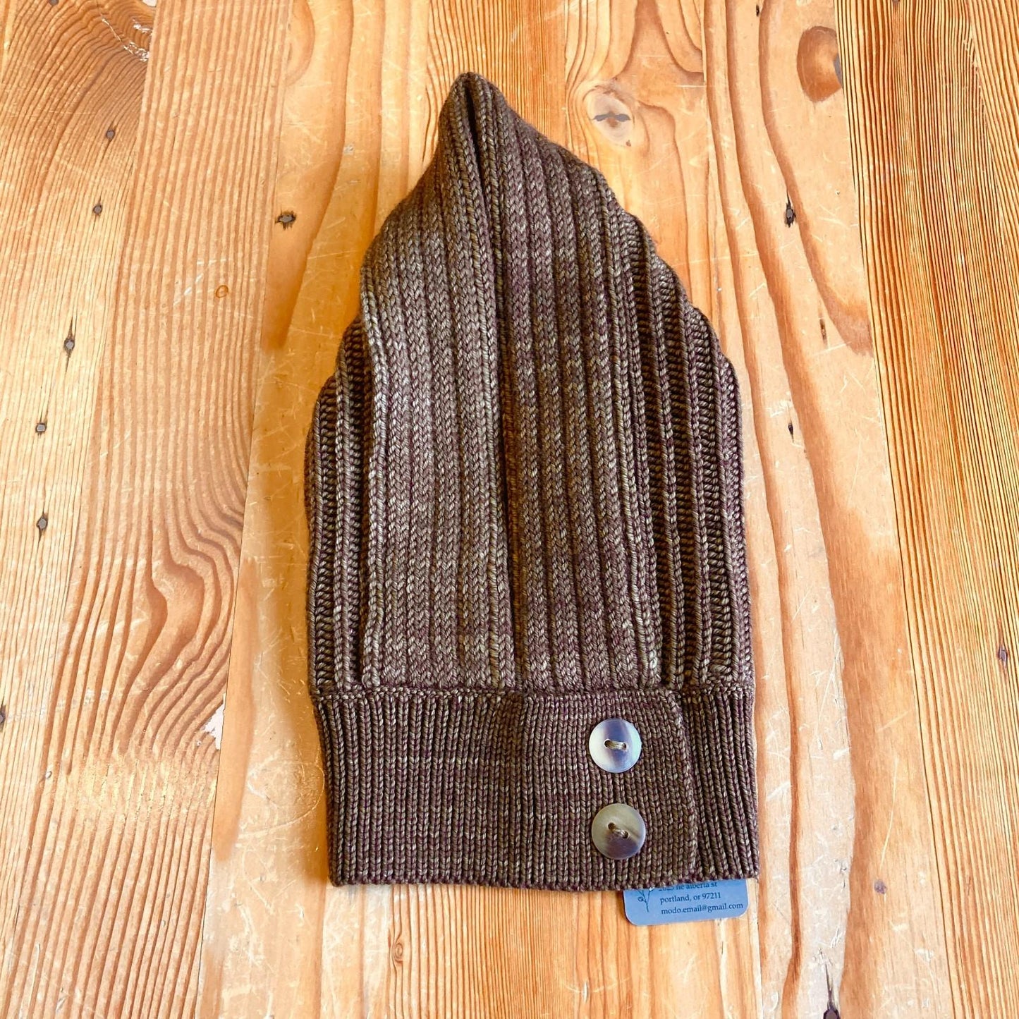 O/S - Misha & Puff Brown 100% Merino Wool Fisherman Hood 0312IG
