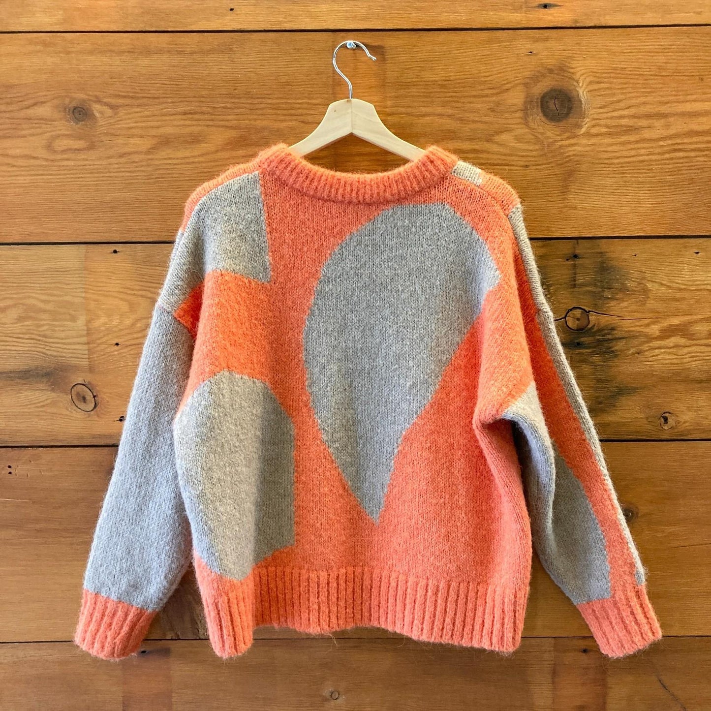 S - Marimekko Orange Tan Marey Konkelo Wool Alpaca Blend Sweater 3333MC