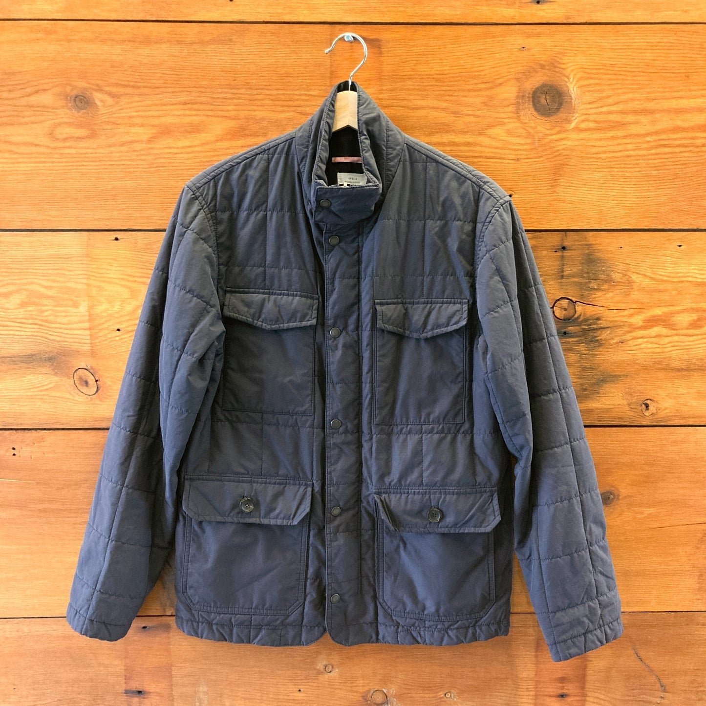 S - Apolis Global Citizen Navy Zip Up Quilted Insulated Jacket Coat 3333MC