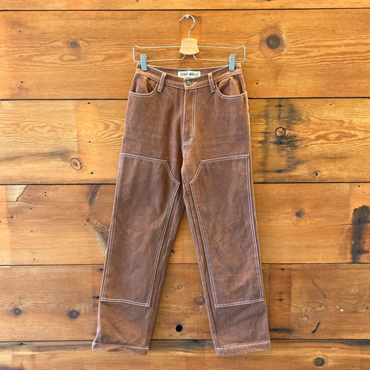 2 - Lykke Wullf Brown Contrast Stitch Double Knee Carpenter Pants 0312IG