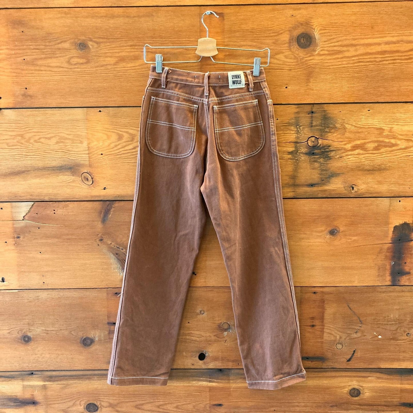 2 - Lykke Wullf Brown Contrast Stitch Double Knee Carpenter Pants 0312IG