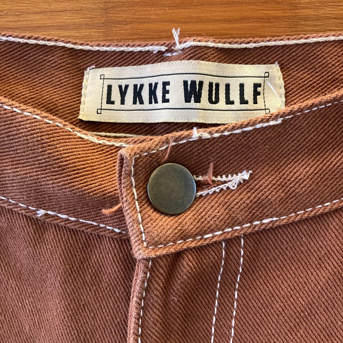 2 - Lykke Wullf Brown Contrast Stitch Double Knee Carpenter Pants 0312IG