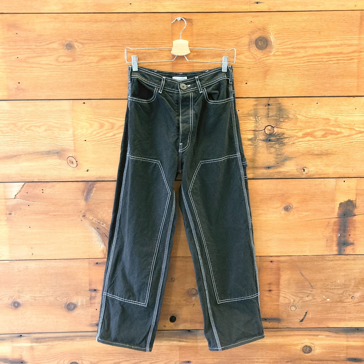 4 - Jesse Kamm Black Contrast Stitch Double Knee Carpenter Pants 0312IG