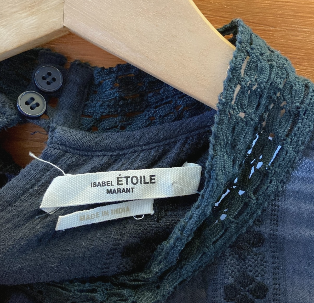 38 / M - Isabel Marant Black Jassie Cotton Lace Blouse Long Sleeve Top 0520RL