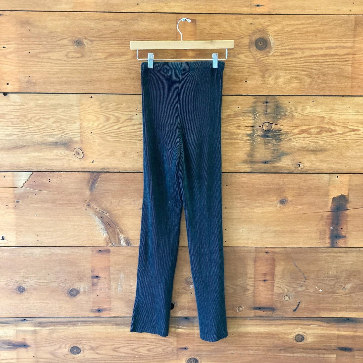 M - Issey Miyake Black Pleated High Waisted Straight Leg Pants 1214CM