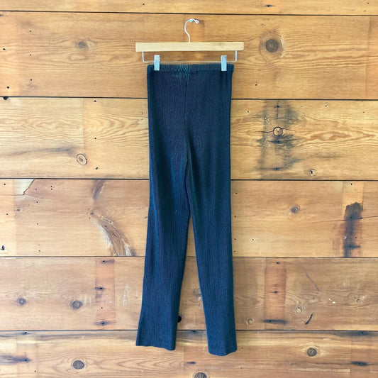 M - Issey Miyake Black Pleated High Waisted Straight Leg Pants 1214CM