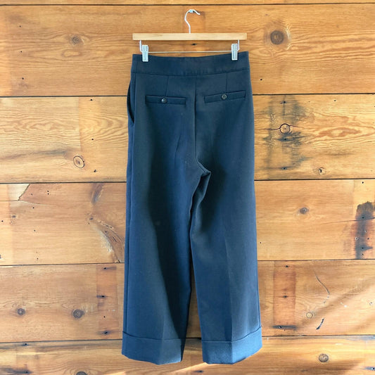 38 / M - Sezane Navy Blue High Waisted Wool Wide Leg Trouser Pants 0913ST