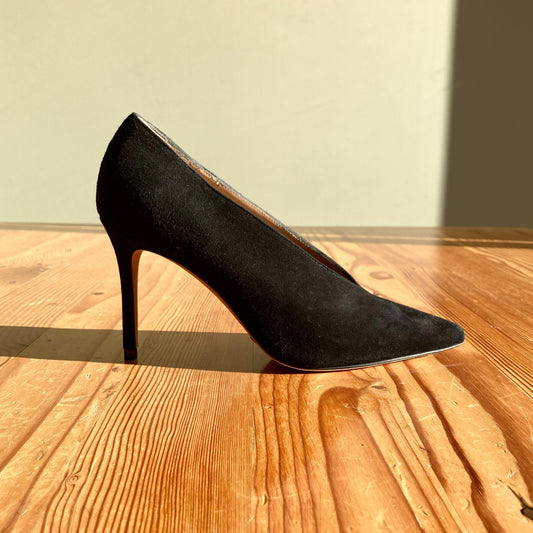 6.5 - Vince Black Suede Portia Pointed Toe Stiletto Heels Shoes NEW 0802DZ
